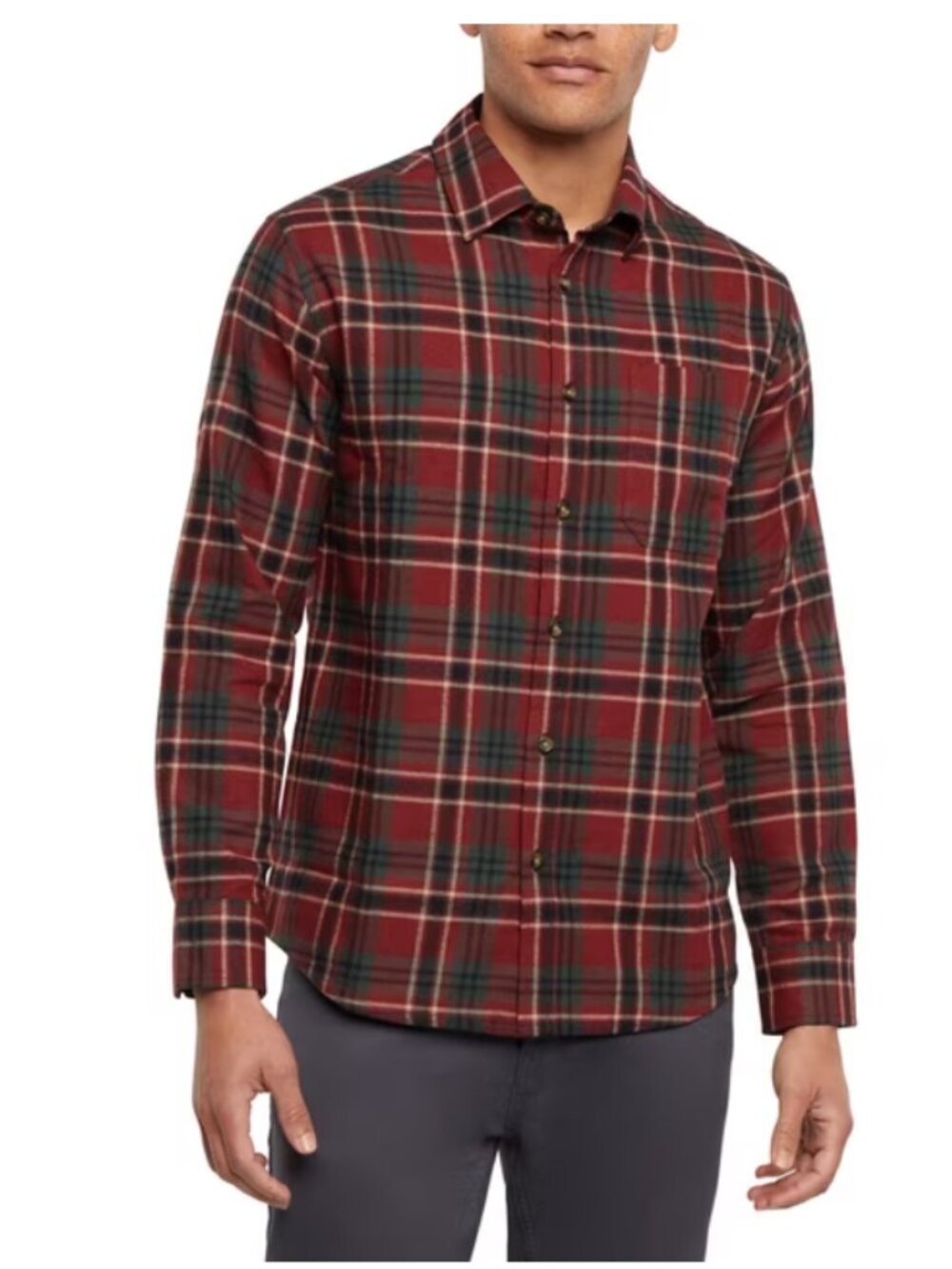 Eddie Bauer Men's Longsleeve Plaid Flannel Button Down Shirt In Size Large NWT